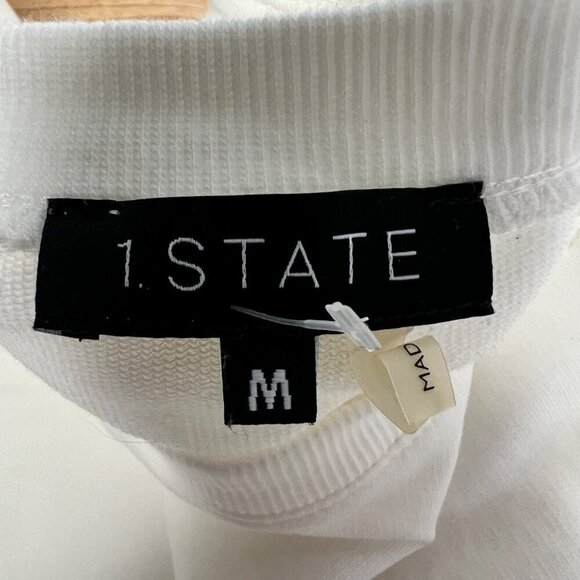1. State Women’s Cold Shoulder Off White Sweatshirt Size Medium Long Sleeve - Picture 8 of 9